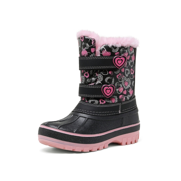 Kids Ankle Waterproof Snow Boots - BLACK PINK -  0